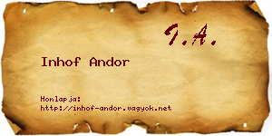 Inhof Andor névjegykártya